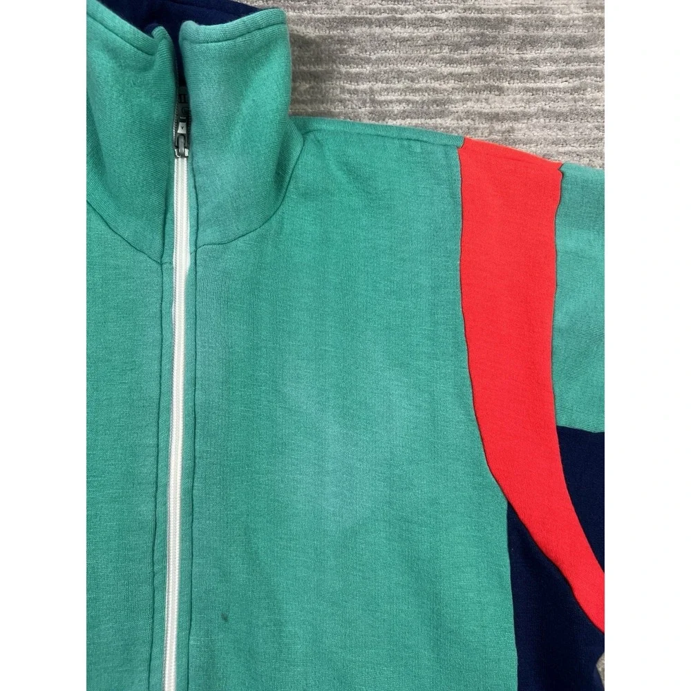 Galaxie II Track Sweater Mens Large Green Vintage 80s Full‎ Zip Acrylic